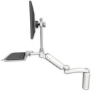 AccessMount™ Ultra 180 Heavy Duty Arm with EV710 monitor mount desk mount, a 7.5" riser, a 12" keyboard tray, and an 11" arm