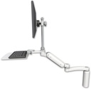 AccessMount™ Ultra 180 Heavy Duty Arm with EV710 monitor mount desk mount, a 7.5" riser, a 12" flat keyboard tray, and an 11" arm