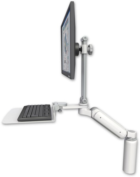 AccessMount™ Ultra 180 Heavy Duty Arm with EV710 monitor mount desk mount, a 7.5" riser, and a 12" flat keyboard tray