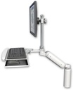 AccessMount™ Ultra 180 Heavy Duty Arm with EV710 monitor mount desk mount, a 7.5" riser, and a wrist-rest keyboard tray