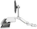 AccessMount™ Ultra 180 Arm desk mount with a 7.5" riser and a work surface tray and slide-out keyboard tray