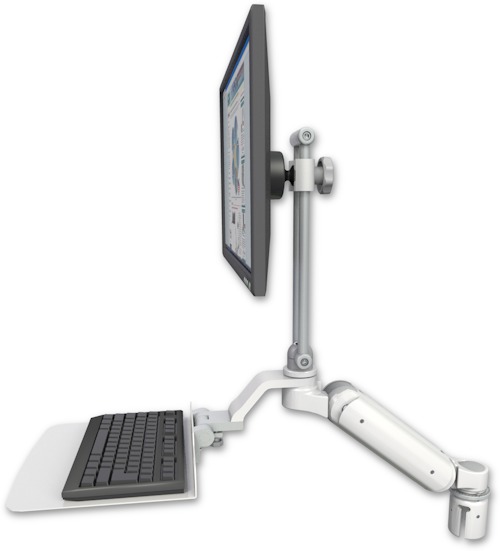 AccessMount™ Ultra 180 Heavy Duty Arm with EV710 monitor mount mount for a 2" radius and a 12" flat keyboard tray