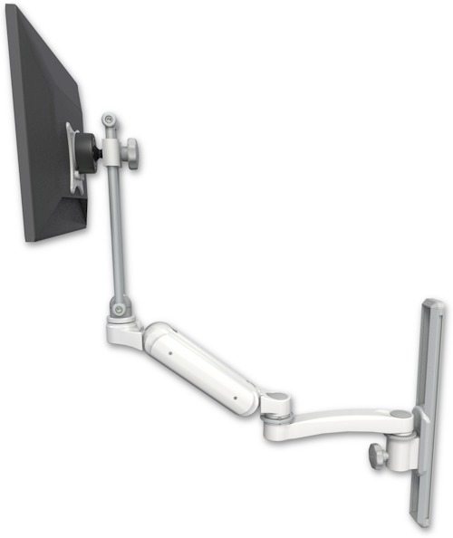 AccessMount™ Ultra 180 Heavy Duty Arm with EV710 monitor mount mount on a 19" wall track slider and an 11" arm