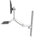 AccessMount™ Ultra 180 Heavy Duty Arm with EV710 monitor mount mount on a 36" wall track slider, a 12" keyboard tray, and an 11" arm