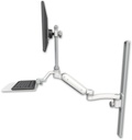 AccessMount™ Ultra 180 Heavy Duty Arm with EV710 monitor mount mount on a 36" wall track slider, a 12" flat keyboard tray, and an 11" arm