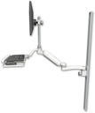 AccessMount™ Ultra 180 Heavy Duty Arm with EV710 monitor mount mount on a 50" wall track slider, a wrist-rest keyboard tray, and an 11" arm