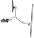 AccessMount™ Ultra 180 Heavy Duty Arm with EV710 monitor mount mount on a 50" wall track slider, a work surface tray and slide-out keyboard tray, and an 11" arm