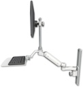 AccessMount™ Ultra 180 Arm with EV710 monitor mount mount on a 19" wall track slider, a 12" flat keyboard tray, and an 6" arm