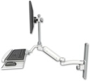 AccessMount™ Ultra 180 Arm with EV710 monitor mount mount on a 19" wall track slider, a wrist-rest keyboard tray, and an 11" arm
