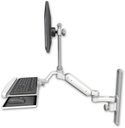 AccessMount™ Ultra 180 Arm with EV710 monitor mount mount on a 19" wall track slider, a wrist-rest keyboard tray, and an 6" arm