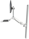 AccessMount™ Ultra 180 Arm with EV710 monitor mount mount on a 50" wall track slider, a 12" flat keyboard tray, and an 6" arm