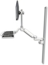 AccessMount™ Ultra 180 Arm with EV710 monitor mount mount on a 50" wall track slider, a wrist-rest keyboard tray, and an 6" arm