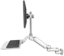 AccessMount™ Ultra 180 Arm with EV710 monitor mount 3.5" wall mount, a 12" flat keyboard tray, and an 6" arm