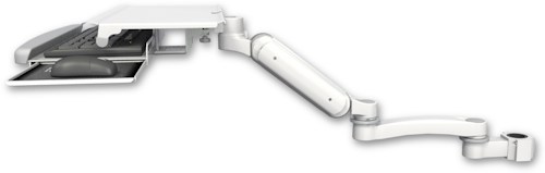 AccessMount™ Ultra 180 Heavy Duty Arm mount for a 1.5" pole with a work surface tray and slide-out keyboard tray and an 11" arm