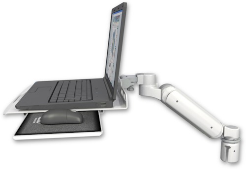 AccessMount™ Ultra 180 Heavy Duty Arm mount for a 2" radius Laptop tray with slider