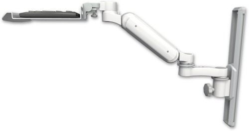 AccessMount™ Ultra 180 Heavy Duty Arm mount on a 19" wall track slider with a 12" keyboard tray and an 6" arm
