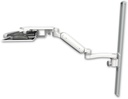 AccessMount™ Ultra 180 Heavy Duty Arm mount on a 36" wall track slider with a work surface tray and slide-out keyboard tray and an 11" arm