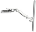 AccessMount™ Ultra 180 Heavy Duty Arm mount on a 36" wall track slider with a work surface tray and slide-out keyboard tray and an 6" arm