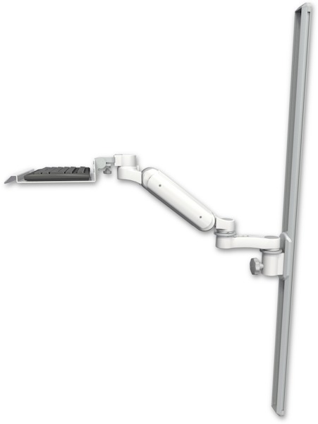 AccessMount™ Ultra 180 Heavy Duty Arm mount on a 50" wall track slider with a 12" keyboard tray and an 6" arm