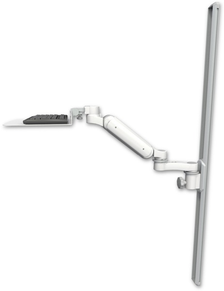 AccessMount™ Ultra 180 Heavy Duty Arm mount on a 50" wall track slider with a 12" flat keyboard tray and an 6" arm