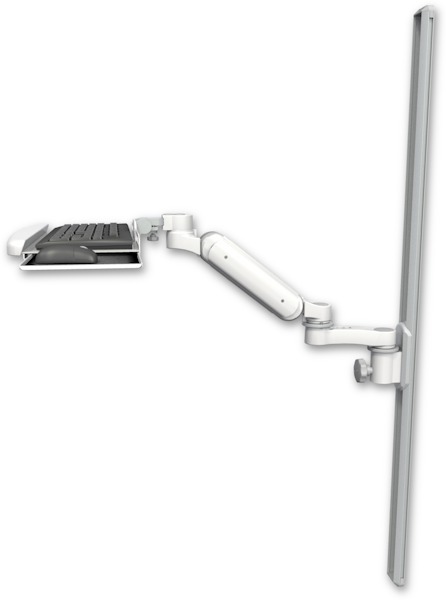 AccessMount™ Ultra 180 Heavy Duty Arm mount on a 50" wall track slider with a wrist-rest keyboard tray and an 6" arm