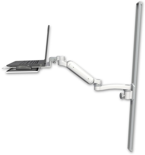 AccessMount™ Ultra 180 Arm desk mount with a 7.5" riser, a wrist-rest keyboard tray, and an 6" arm