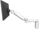 AccessMount™ Ultra 180 Arm desk mount with a 1" riser, a work surface tray and slide-out keyboard tray, and an 11" arm