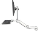 AccessMount™ Ultra 180 Arm with EV710 monitor mount desk mount, a 1" riser, a 12" keyboard tray, and an 11" arm