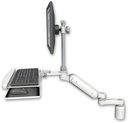 AccessMount™ Ultra 180 Arm with EV710 monitor mount desk mount, a 3" riser, a wrist-rest keyboard tray, and an 6" arm