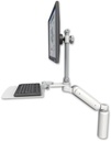 AccessMount™ Ultra 180 Arm with EV710 monitor mount desk mount, a 7.5" riser, and a 12" flat keyboard tray