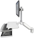AccessMount™ Ultra 180 Arm with EV710 monitor mount mount for a 2" radius and a work surface tray and slide-out keyboard tray