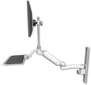 AccessMount™ Ultra 180 Arm with EV710 monitor mount mount on a 19" wall track slider, a 12" keyboard tray, and an 11" arm