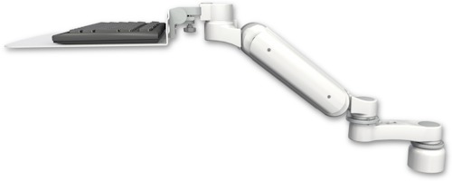 AccessMount™ Ultra 180 Arm desk mount with a 1" riser, a 12" flat keyboard tray, and an 6" arm