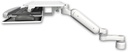 AccessMount™ Ultra 180 Arm desk mount with a 1" riser, a work surface tray and slide-out keyboard tray, and an 6" arm