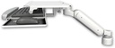 AccessMount™ Ultra 180 Arm desk mount with a 1" riser and a work surface tray and slide-out keyboard tray