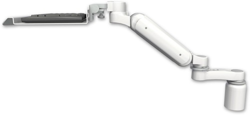 AccessMount™ Ultra 180 Arm desk mount with a 3" riser, a 12" keyboard tray, and an 6" arm