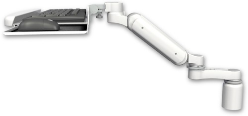 AccessMount™ Ultra 180 Arm desk mount with a 3" riser, a wrist-rest keyboard tray, and an 6" arm