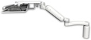 AccessMount™ Ultra 180 Arm desk mount with a 5" riser, a work surface tray and slide-out keyboard tray, and an 11" arm