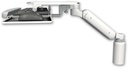 AccessMount™ Ultra 180 Arm desk mount with a 5" riser and a work surface tray and slide-out keyboard tray