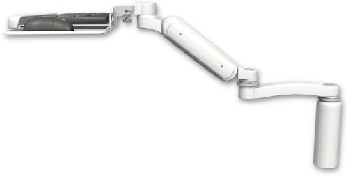 AccessMount™ Ultra 180 Arm desk mount with a 7.5" riser, a wrist-rest keyboard tray, and an 11" arm