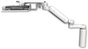 AccessMount™ Ultra 180 Arm desk mount with a 7.5" riser, a work surface tray and slide-out keyboard tray, and an 6" arm