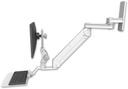 AccessMount™ Titan Elite Paralink LCD mount w/ 12" T2 arm wall mount with a 12" flat keyboard tray