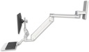 AccessMount™ Titan Elite Paralink LCD mount w/ 20" T2 arm wall mount with a 12" flat keyboard tray