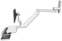 AccessMount™ Titan Elite Paralink LCD mount w/ 20" T2 arm wall mount with a work surface tray and slide-out keyboard tray