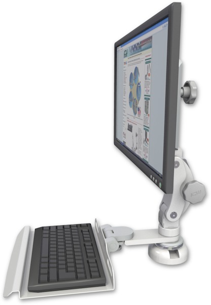 AccessMount™ Titan Paralink desk mount with a 12" keyboard tray