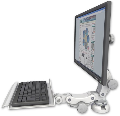 AccessMount™ Titan Paralink desk mount with a 12" paralink keyboard tray