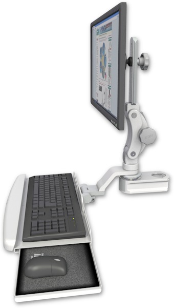 AccessMount™ Titan Paralink mount for a 2" pole with a wrist-rest keyboard tray