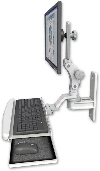 AccessMount™ Titan Paralink wall mount with a wrist-rest keyboard tray
