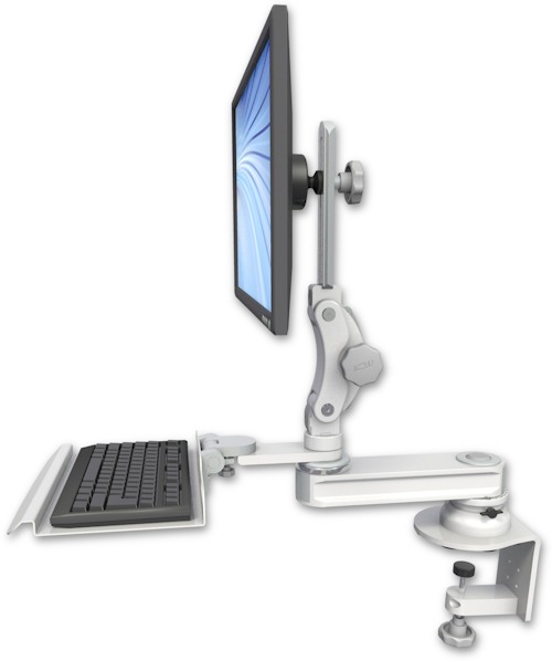 AccessMount™ Short single arm T2 Paralink LCD arm desk clamp with a 12" keyboard tray