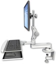 AccessMount™ Short single arm T2 Paralink LCD arm desk clamp with a wrist-rest keyboard tray